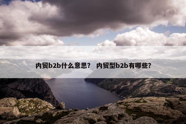 内贸b2b什么意思？ 内贸型b2b有哪些？