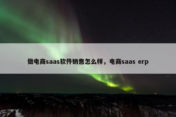 做电商saas软件销售怎么样，电商saas erp