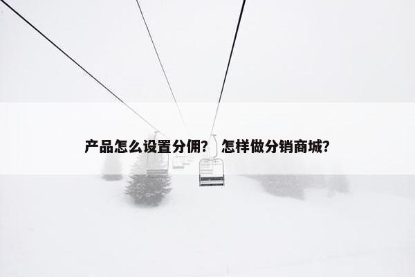 产品怎么设置分佣？ 怎样做分销商城？