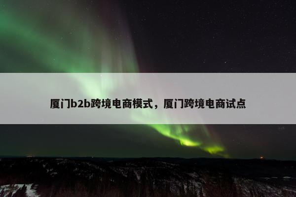 厦门b2b跨境电商模式，厦门跨境电商试点