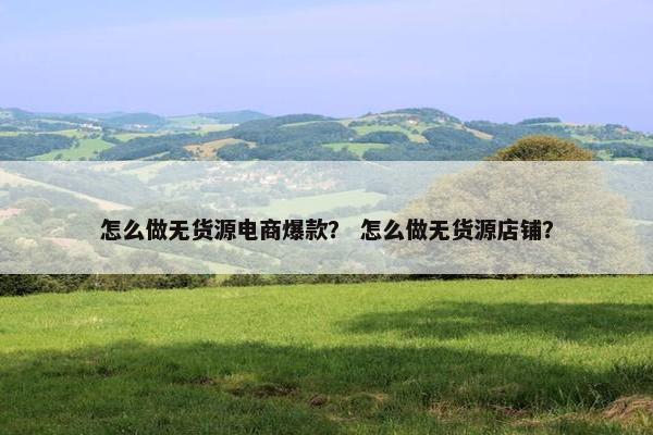 怎么做无货源电商爆款？ 怎么做无货源店铺？