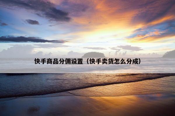 快手商品分佣设置（快手卖货怎么分成）