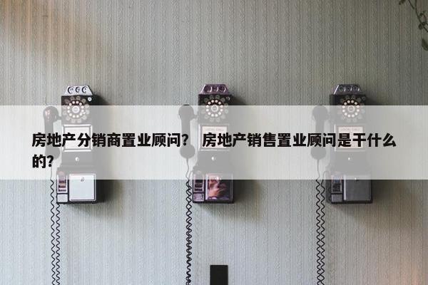 房地产分销商置业顾问？ 房地产销售置业顾问是干什么的？