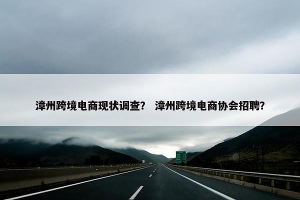 漳州跨境电商现状调查？ 漳州跨境电商协会招聘？