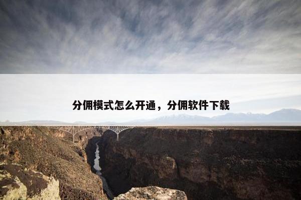分佣模式怎么开通，分佣软件下载