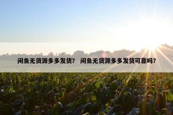 闲鱼无货源多多发货？ 闲鱼无货源多多发货可靠吗？