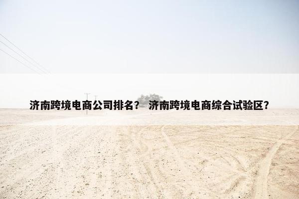 济南跨境电商公司排名？ 济南跨境电商综合试验区？