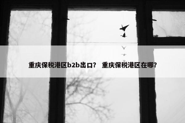 重庆保税港区b2b出口？ 重庆保税港区在哪？