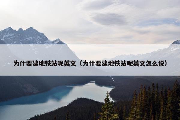 为什要建地铁站呢英文（为什要建地铁站呢英文怎么说）