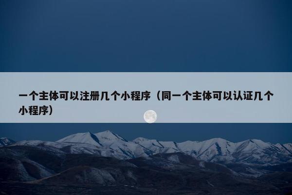 一个主体可以注册几个小程序（同一个主体可以认证几个小程序）