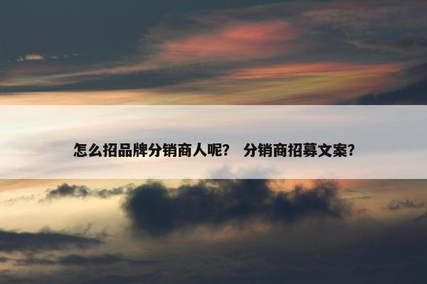 怎么招品牌分销商人呢？ 分销商招募文案？