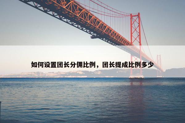 如何设置团长分佣比例，团长提成比例多少