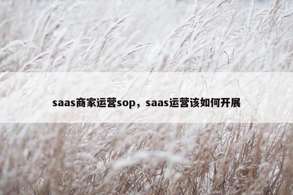 saas商家运营sop，saas运营该如何开展