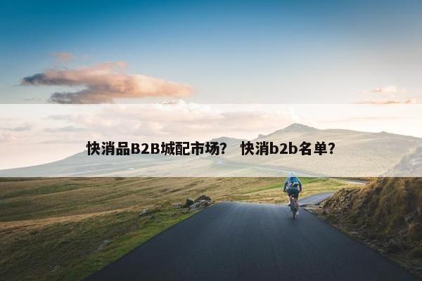 快消品B2B城配市场？ 快消b2b名单？