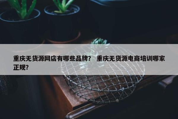 重庆无货源网店有哪些品牌？ 重庆无货源电商培训哪家正规？