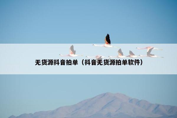 无货源抖音拍单（抖音无货源拍单软件）