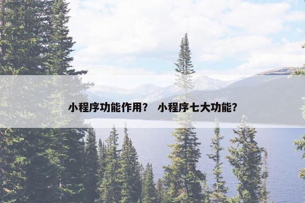 小程序功能作用？ 小程序七大功能？