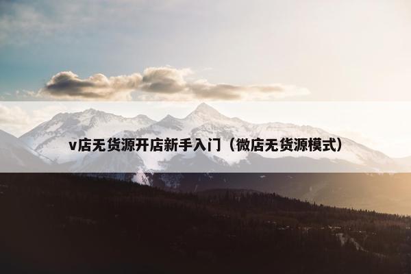 v店无货源开店新手入门（微店无货源模式）