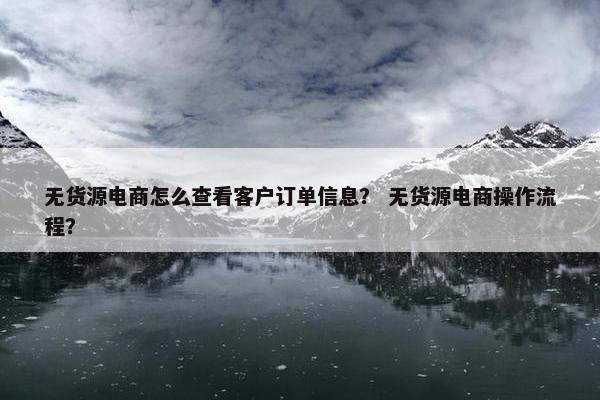 无货源电商怎么查看客户订单信息？ 无货源电商操作流程？