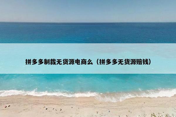 拼多多制裁无货源电商么（拼多多无货源赔钱）