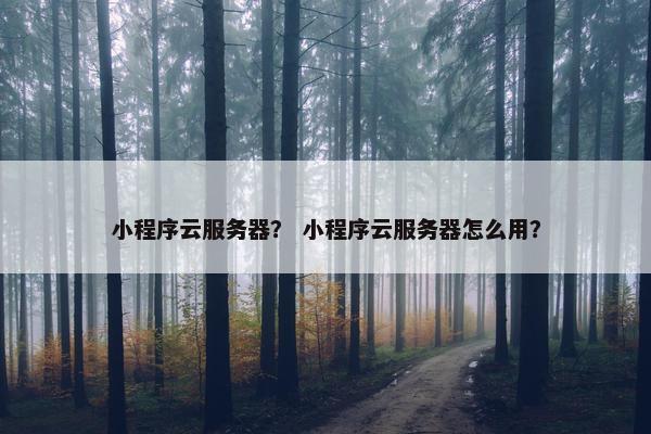 小程序云服务器？ 小程序云服务器怎么用？