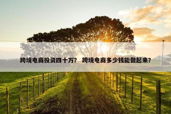 跨境电商投资四十万？ 跨境电商多少钱能做起来？