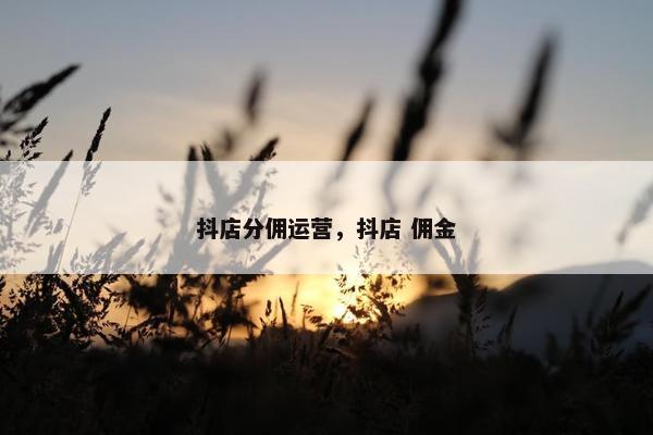 抖店分佣运营，抖店 佣金