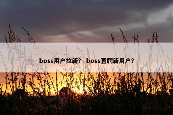 boss用户拉新？ boss直聘新用户？