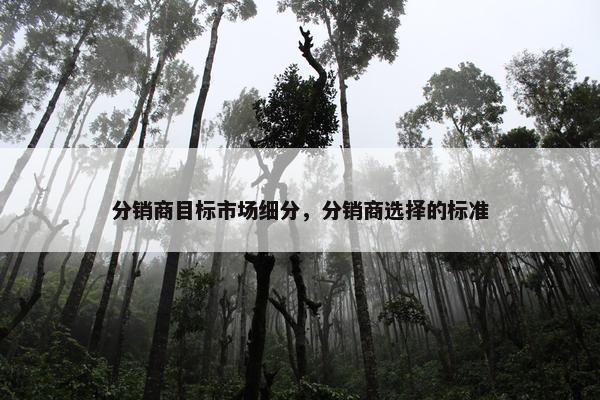 分销商目标市场细分，分销商选择的标准