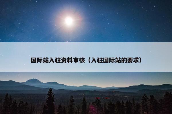国际站入驻资料审核（入驻国际站的要求）