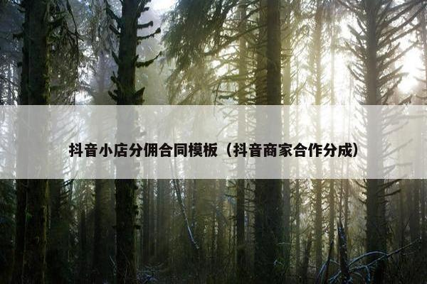 抖音小店分佣合同模板（抖音商家合作分成）