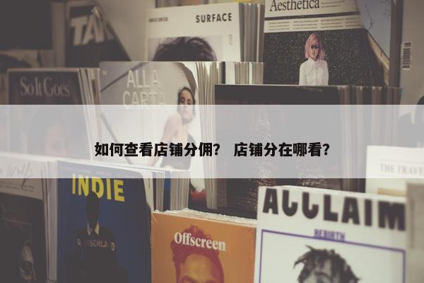 如何查看店铺分佣？ 店铺分在哪看？
