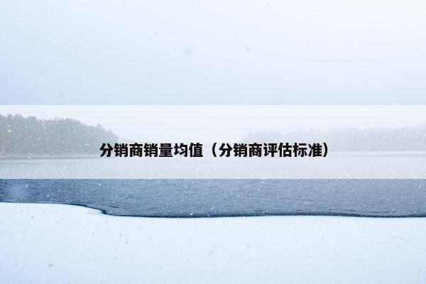 分销商销量均值（分销商评估标准）