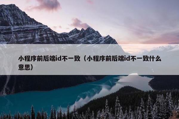 小程序前后端id不一致（小程序前后端id不一致什么意思）