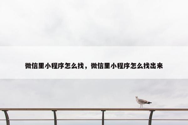 微信里小程序怎么找，微信里小程序怎么找出来