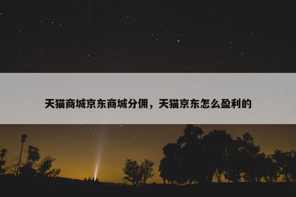 天猫商城京东商城分佣，天猫京东怎么盈利的
