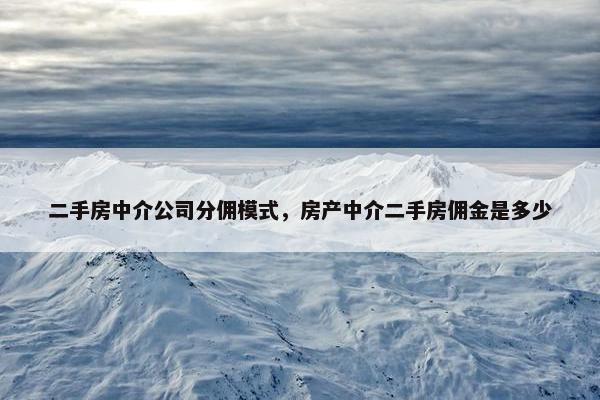 二手房中介公司分佣模式，房产中介二手房佣金是多少