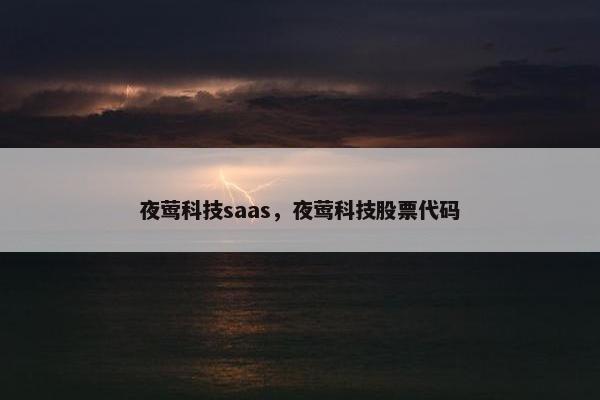 夜莺科技saas，夜莺科技股票代码