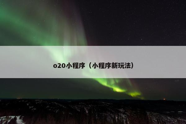o20小程序（小程序新玩法）