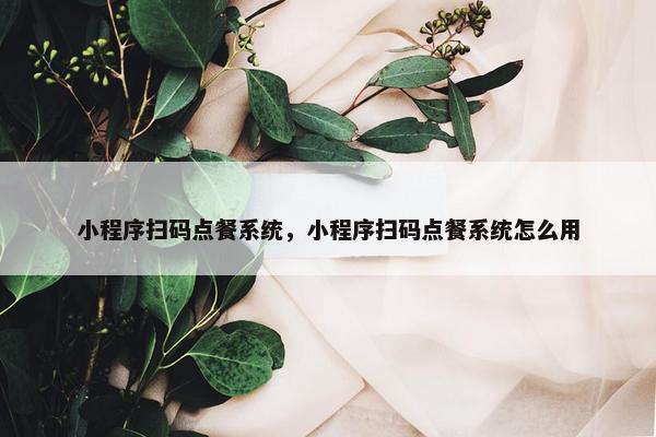 小程序扫码点餐系统，小程序扫码点餐系统怎么用