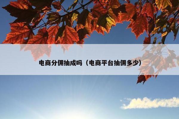 电商分佣抽成吗（电商平台抽佣多少）