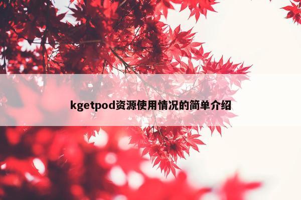 kgetpod资源使用情况的简单介绍