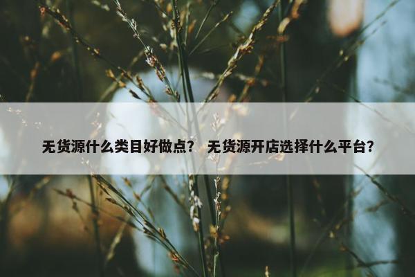 无货源什么类目好做点？ 无货源开店选择什么平台？