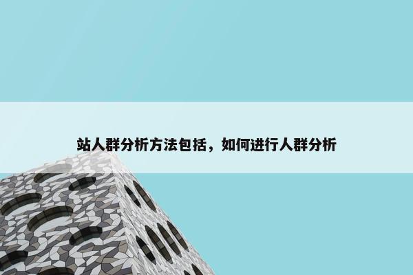 站人群分析方法包括，如何进行人群分析