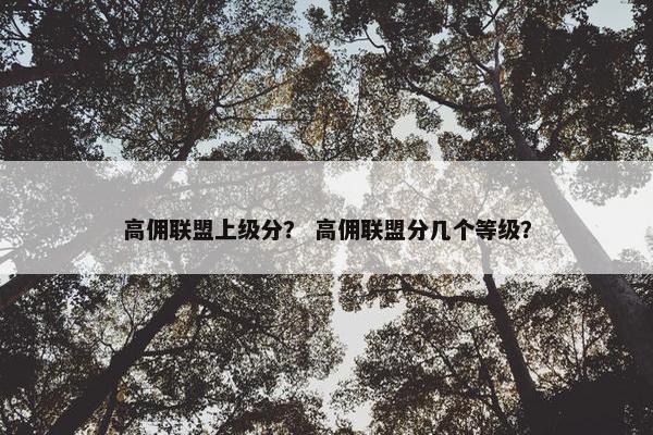 高佣联盟上级分？ 高佣联盟分几个等级？