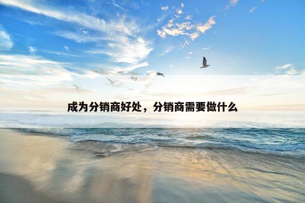 成为分销商好处，分销商需要做什么