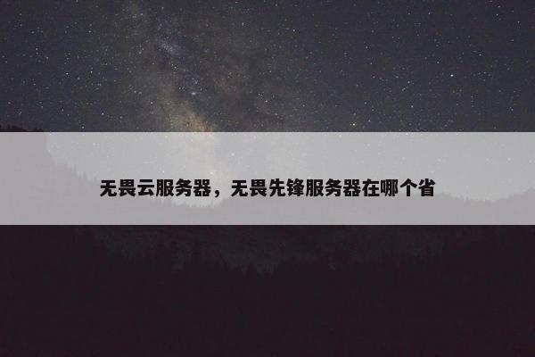 无畏云服务器，无畏先锋服务器在哪个省