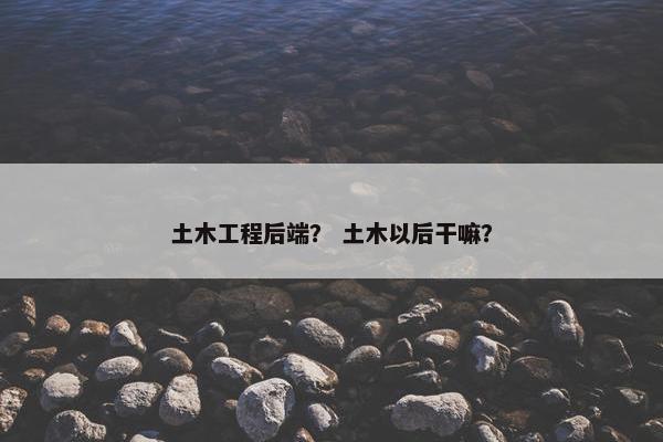 土木工程后端？ 土木以后干嘛？