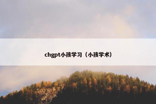 chgpt小孩学习（小孩学术）