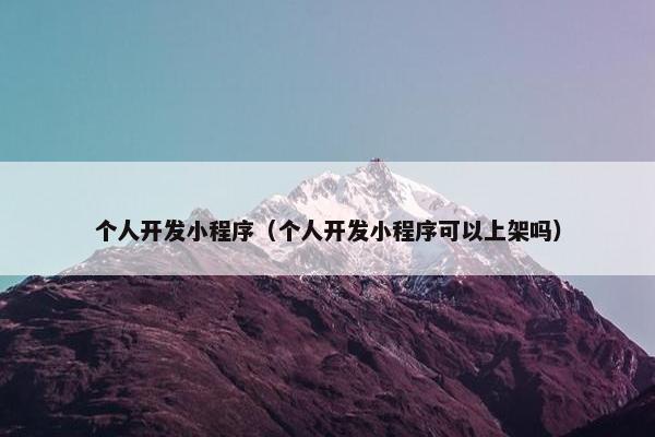 个人开发小程序（个人开发小程序可以上架吗）